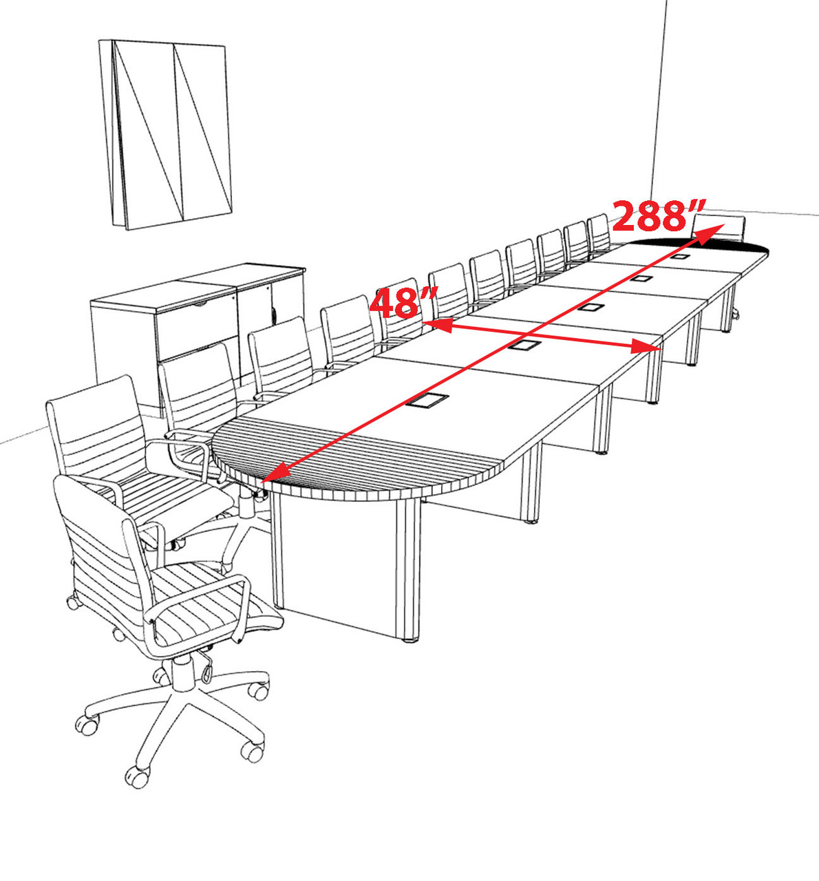 Racetrack Cable Management 24' Feet Conference Table, #OF-CON-CRP61