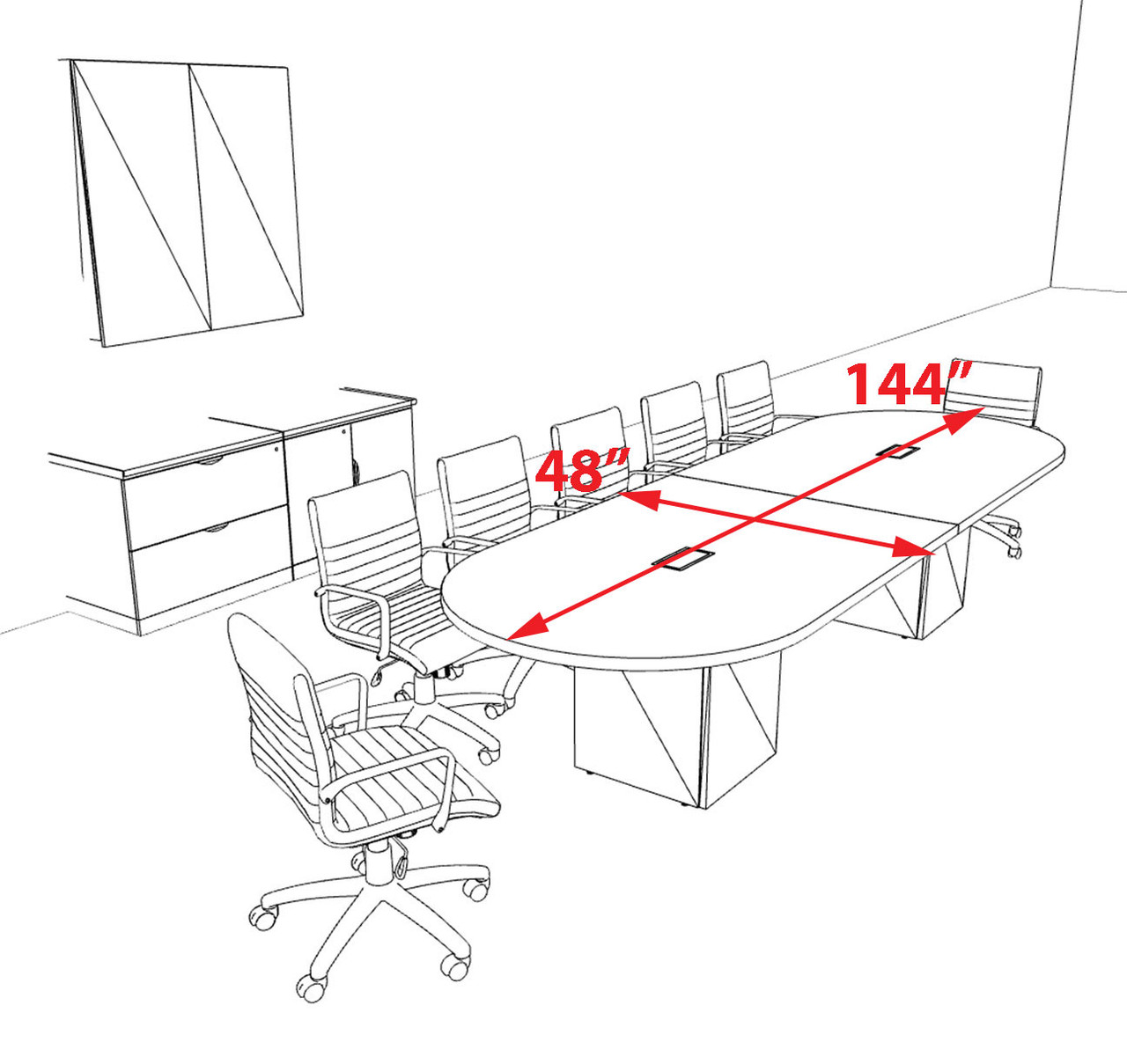 Modern Racetrack 12' Feet Conference Table, #OF-CON-CRQ14