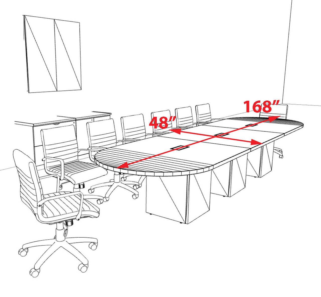 Modern Racetrack 14' Feet Conference Table, #OF-CON-CRQ22