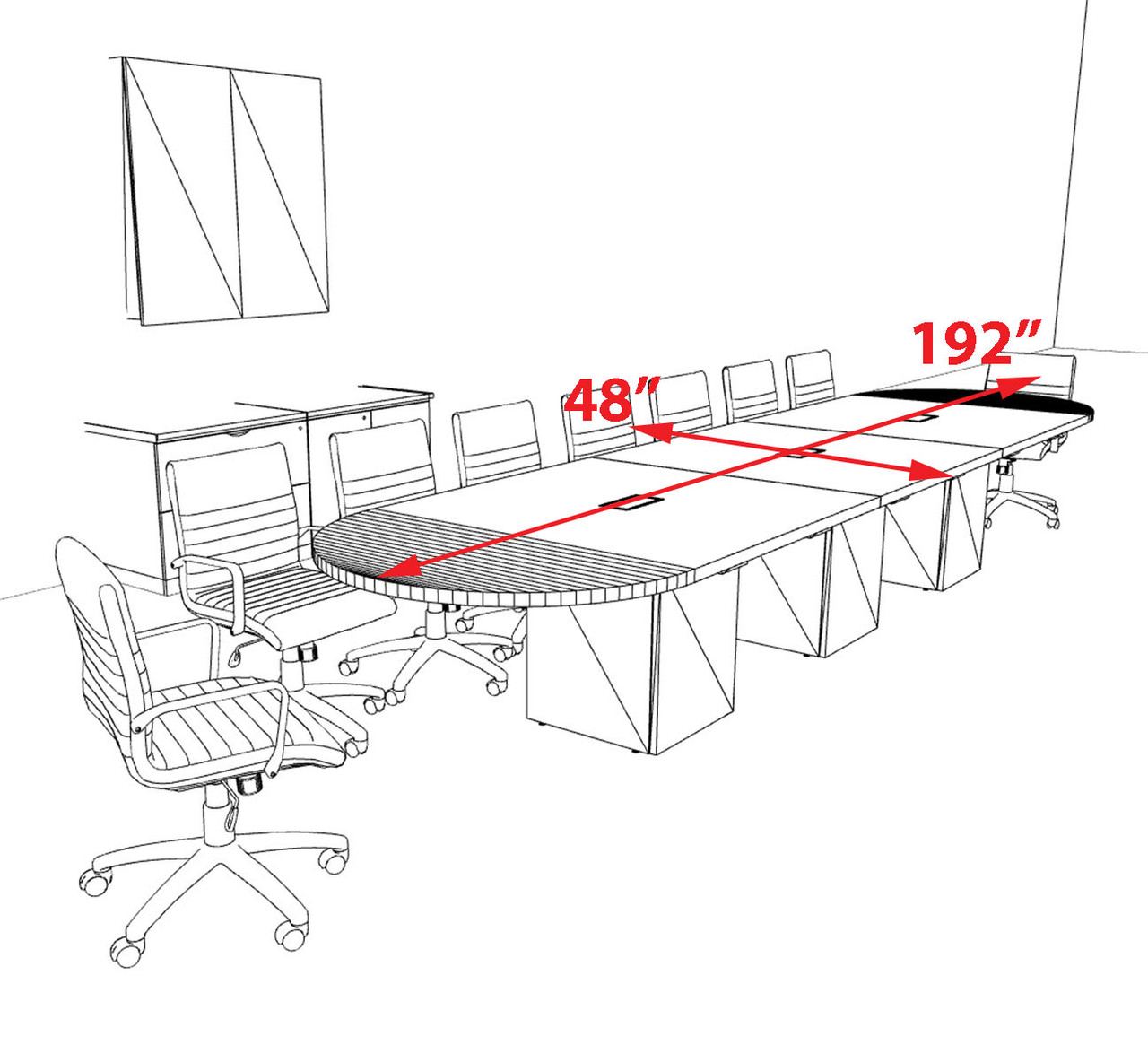 Modern Racetrack 16' Feet Conference Table, #OF-CON-CRQ25