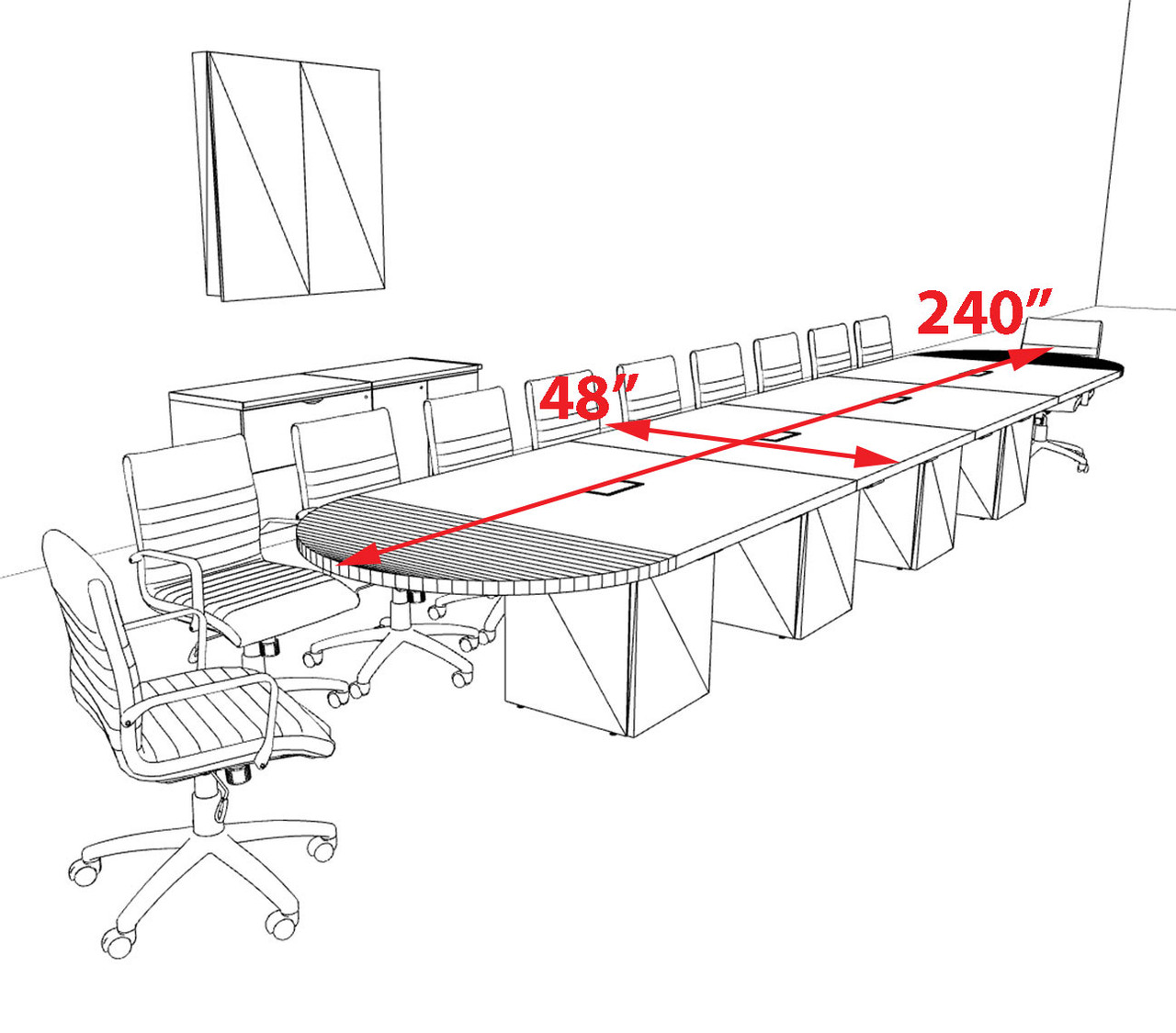 Modern Racetrack 20' Feet Conference Table, #OF-CON-CRQ41