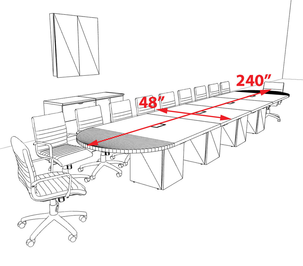 Modern Racetrack 20' Feet Conference Table, #OF-CON-CRQ45
