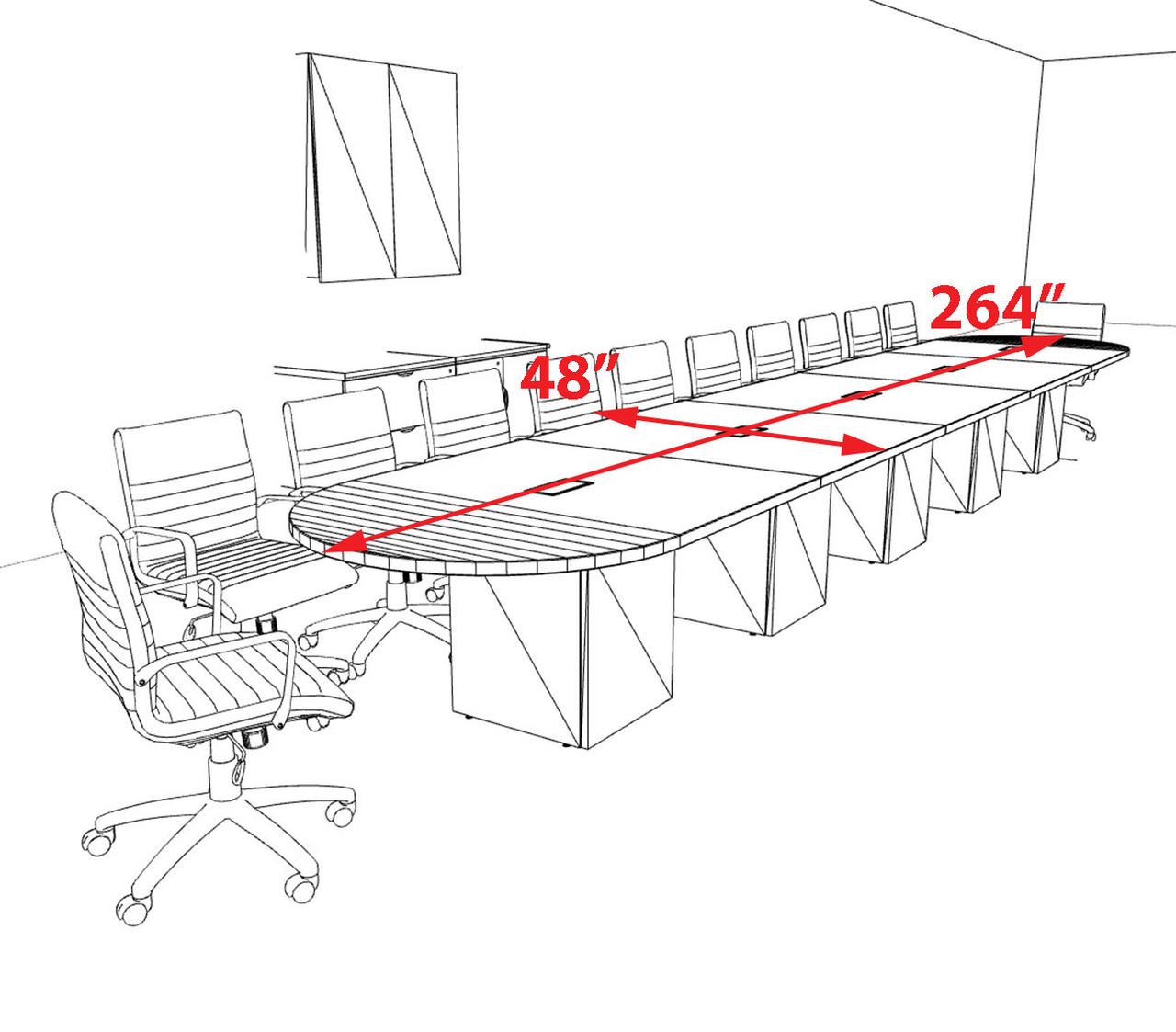 Modern Racetrack 22' Feet Conference Table, #OF-CON-CRQ51