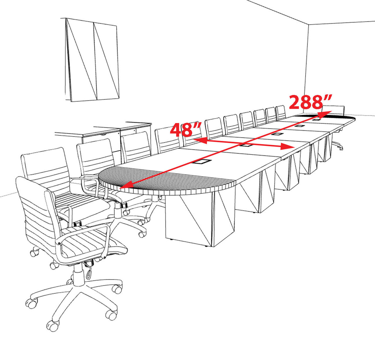 Modern Racetrack 24' Feet Conference Table, #OF-CON-CRQ63