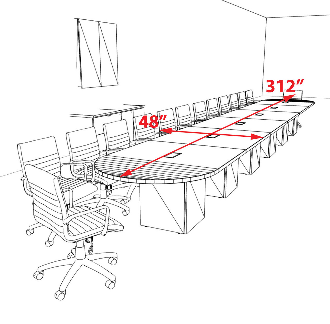 Modern Racetrack 26' Feet Conference Table, #OF-CON-CRQ67