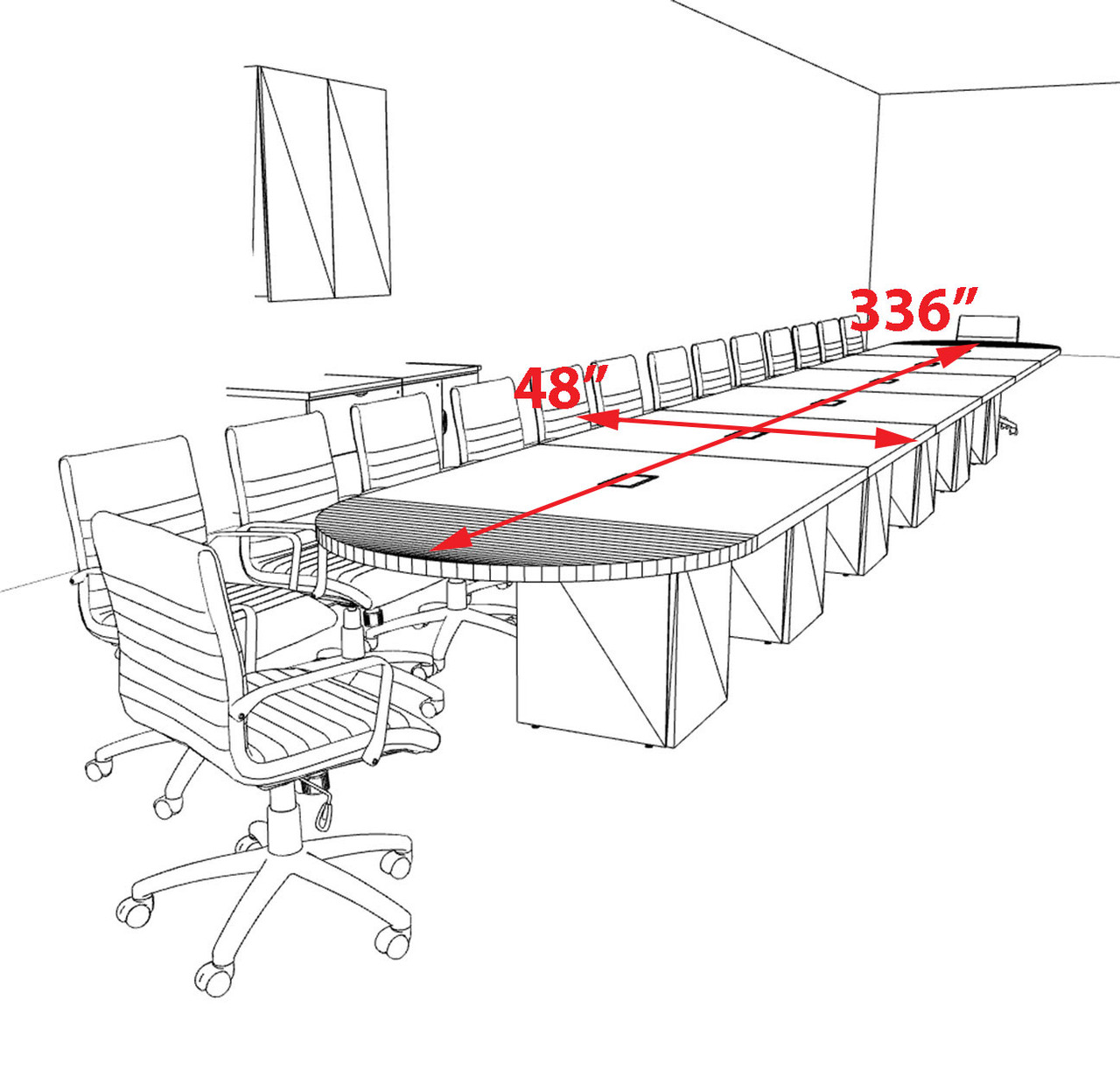 Modern Racetrack 28' Feet Conference Table, #OF-CON-CRQ76