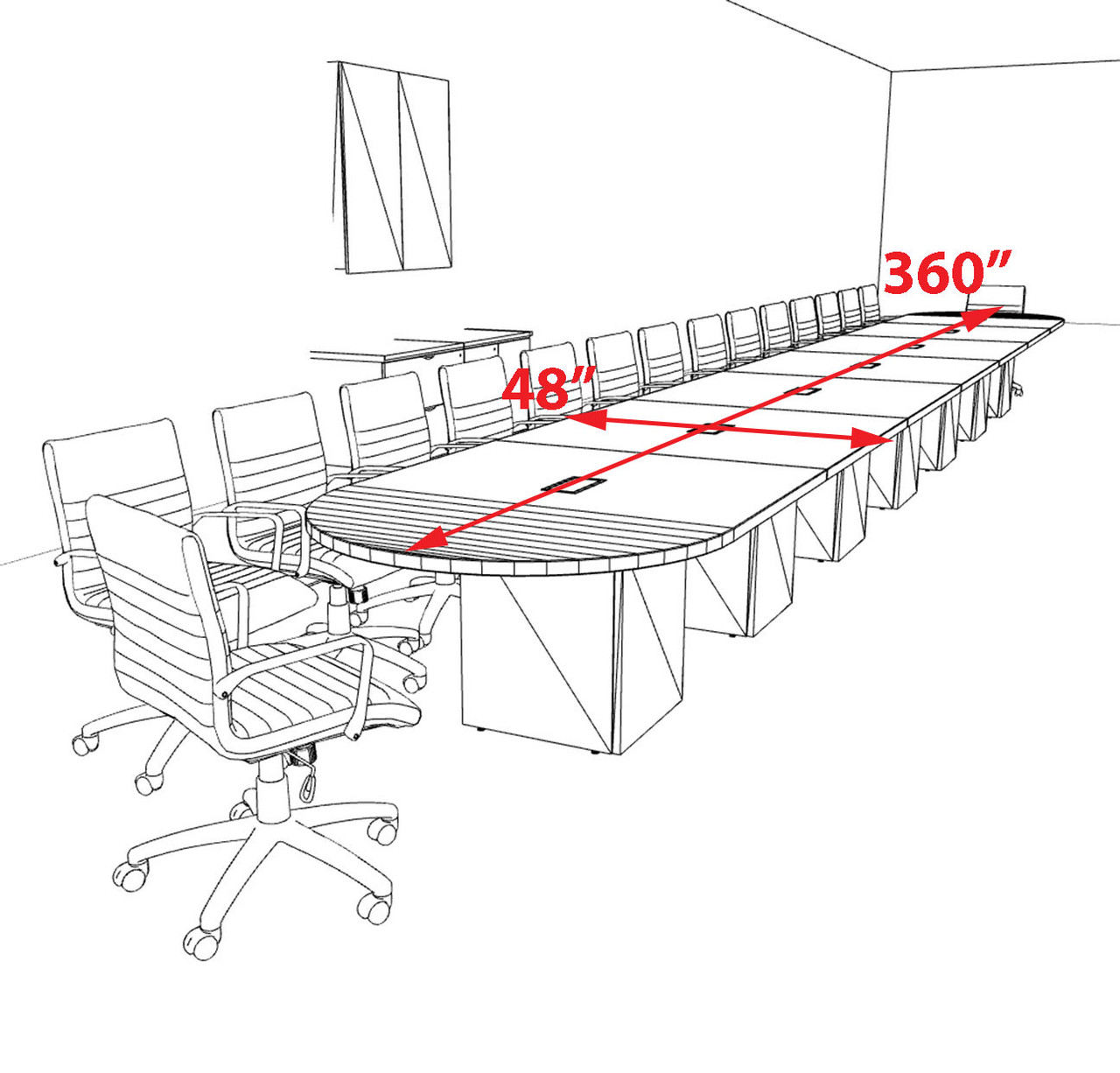 Modern Racetrack 30' Feet Conference Table, #OF-CON-CRQ84