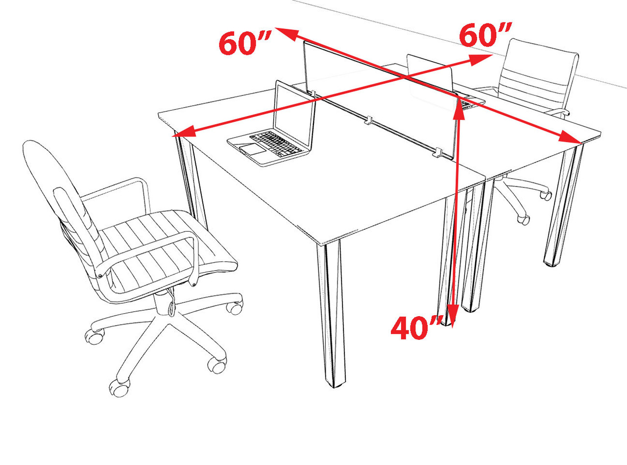 2 Person Modern  Metal Leg Office Workstation Desk Set, #OT-SUL-FPM1