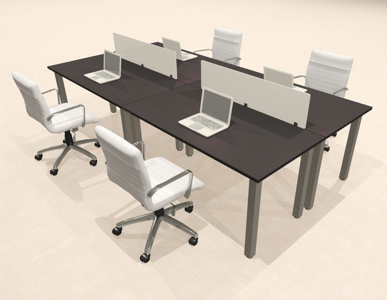 4 Person Modern  Metal Leg Office Workstation Desk Set, #OT-SUL-FPM9