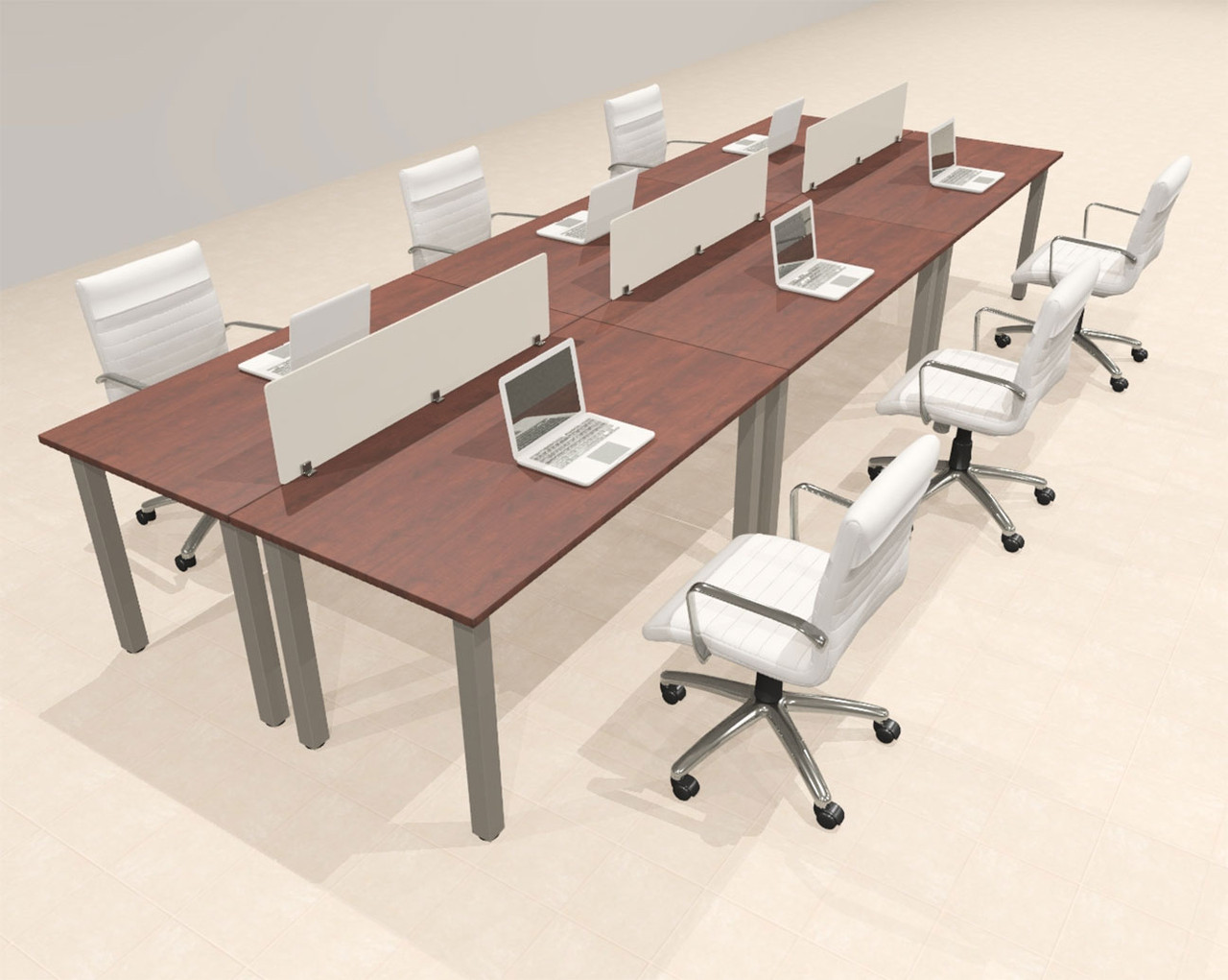 6 Person Modern  Metal Leg Office Workstation Desk Set, #OT-SUL-FPM12