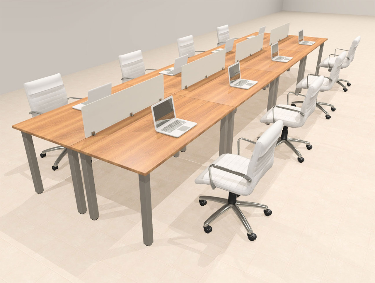 8 Person Modern  Metal Leg Office Workstation Desk Set, #OT-SUL-FPM16