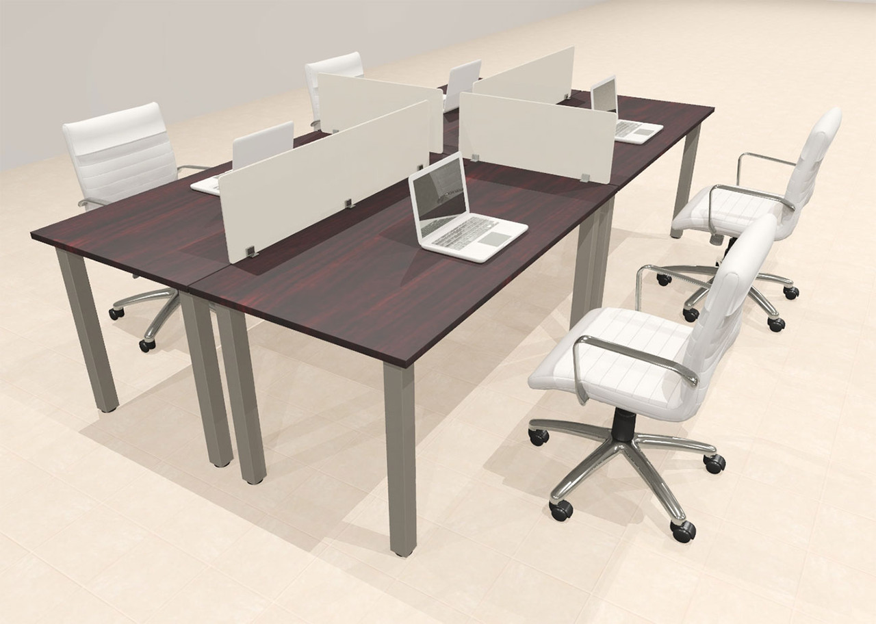 4 Person Modern  Metal Leg Office Workstation Desk Set, #OT-SUL-FPM28