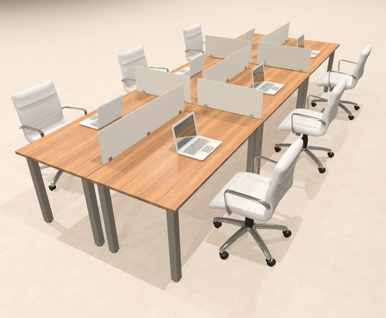 6 Person Modern  Metal Leg Office Workstation Desk Set, #OT-SUL-FPM31