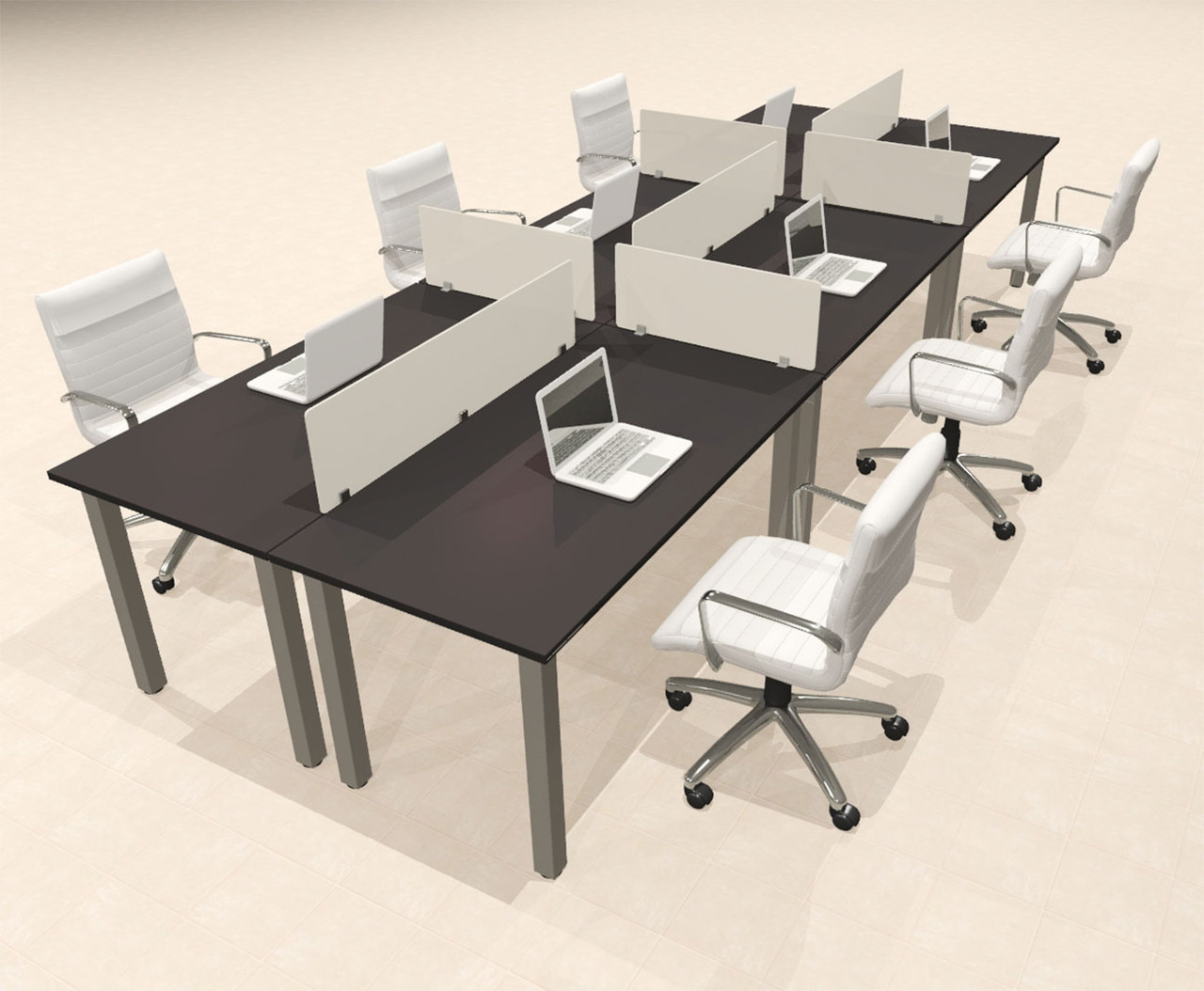 6 Person Modern  Metal Leg Office Workstation Desk Set, #OT-SUL-FPM34