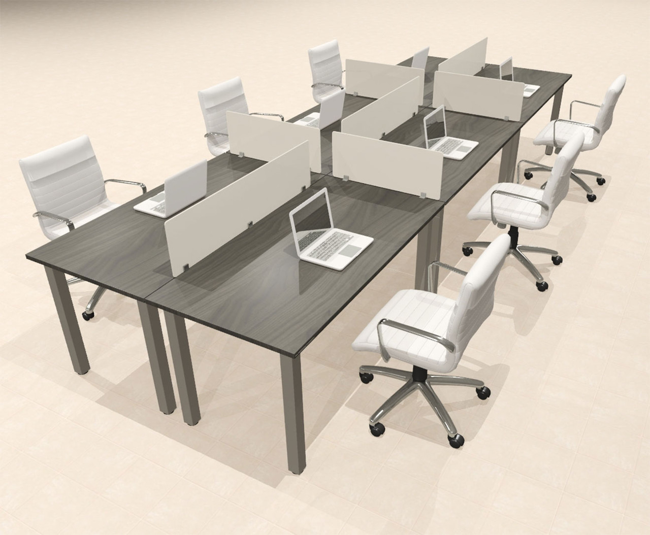 6 Person Modern  Metal Leg Office Workstation Desk Set, #OT-SUL-FPM35