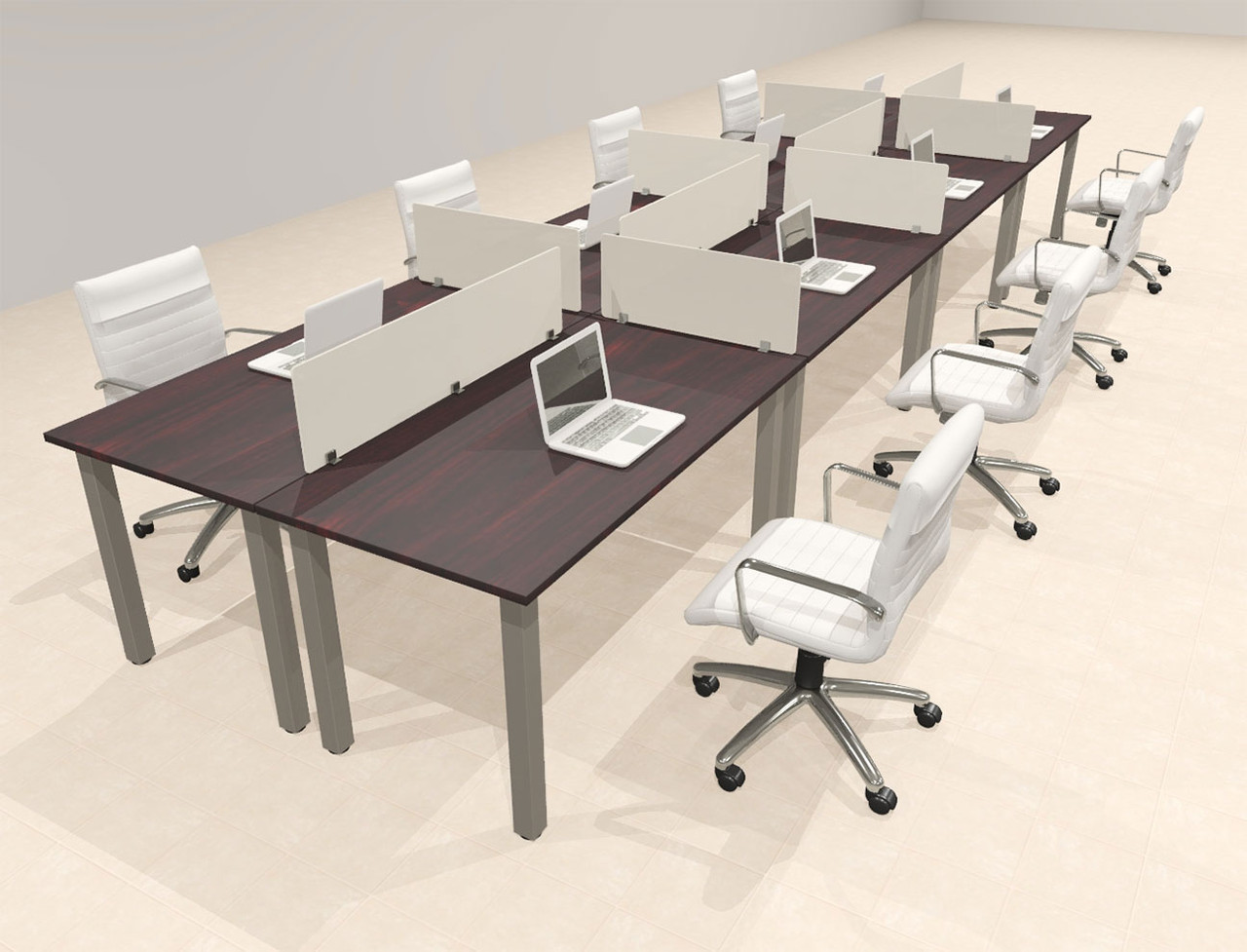 8 Person Modern  Metal Leg Office Workstation Desk Set, #OT-SUL-FPM38