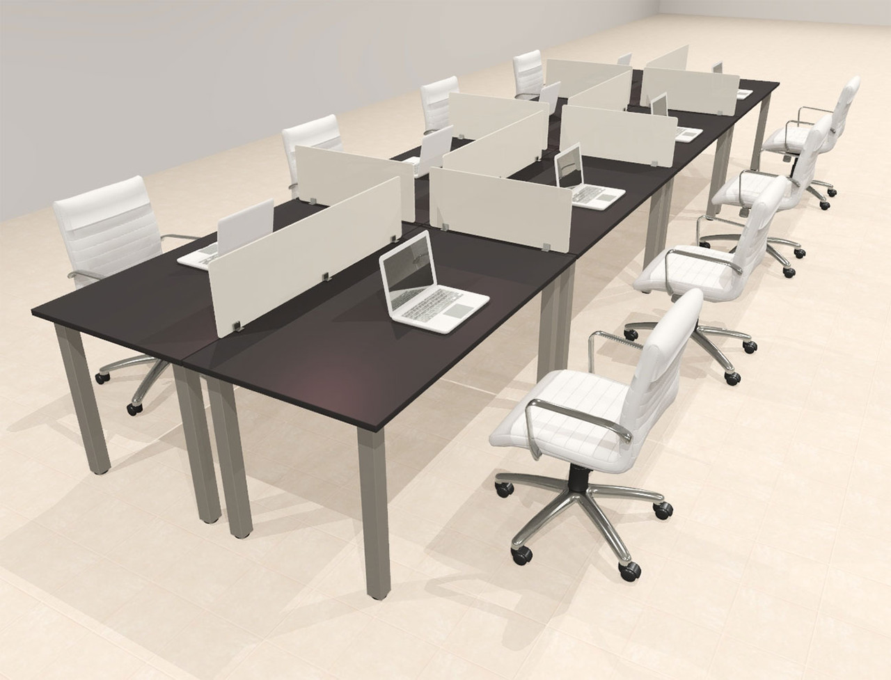 8 Person Modern  Metal Leg Office Workstation Desk Set, #OT-SUL-FPM39