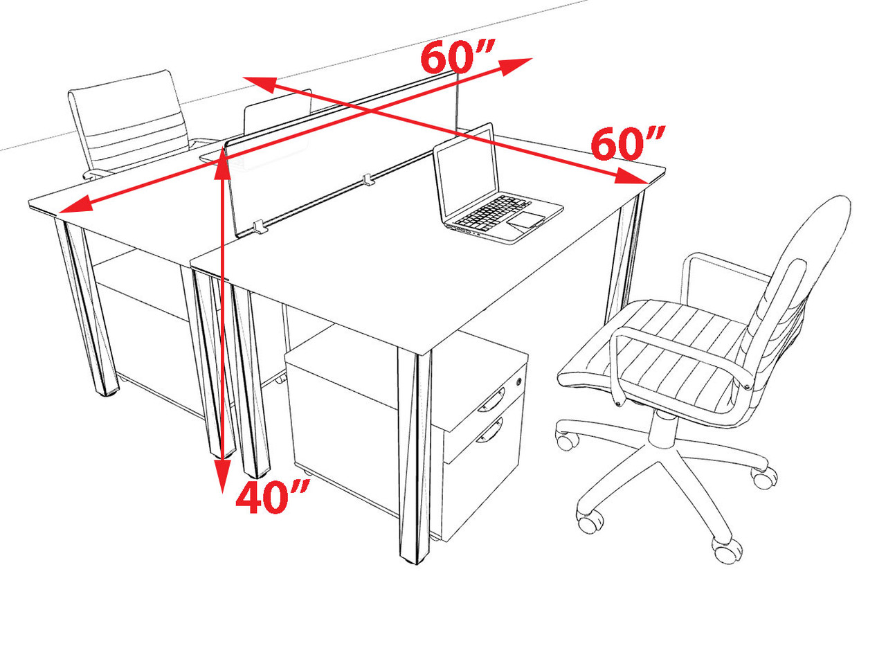 2 Person Modern  Metal Leg Office Workstation Desk Set, #OT-SUL-FPM50