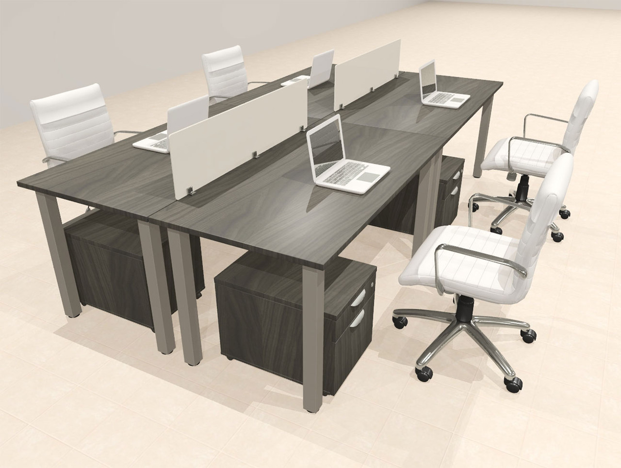 4 Person Modern  Metal Leg Office Workstation Desk Set, #OT-SUL-FPM55