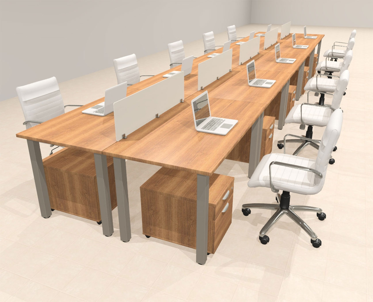 10 Person Modern  Metal Leg Office Workstation Desk Set, #OT-SUL-FPM66