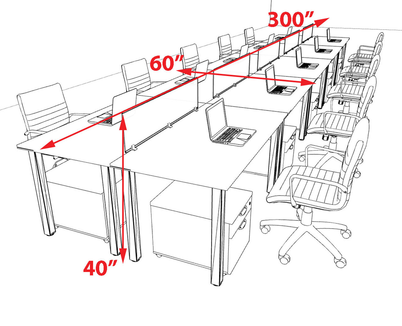 10 Person Modern  Metal Leg Office Workstation Desk Set, #OT-SUL-FPM67