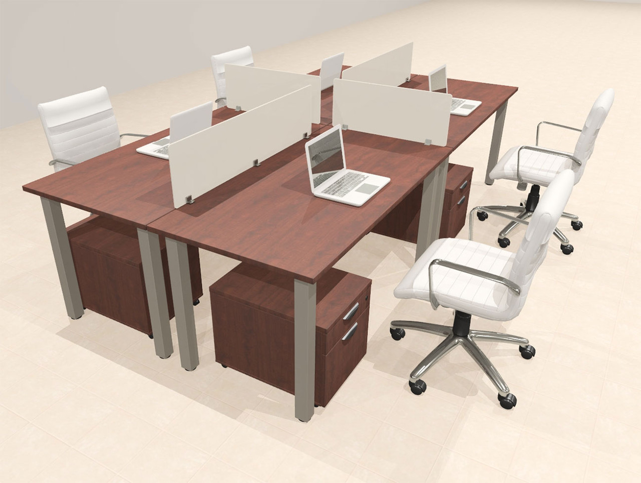4 Person Modern  Metal Leg Office Workstation Desk Set, #OT-SUL-FPM72