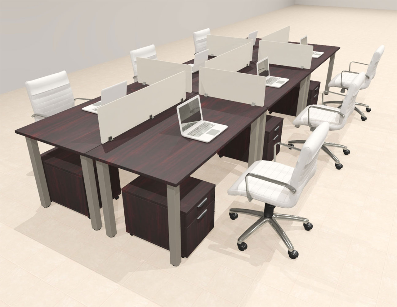 6 Person Modern  Metal Leg Office Workstation Desk Set, #OT-SUL-FPM78