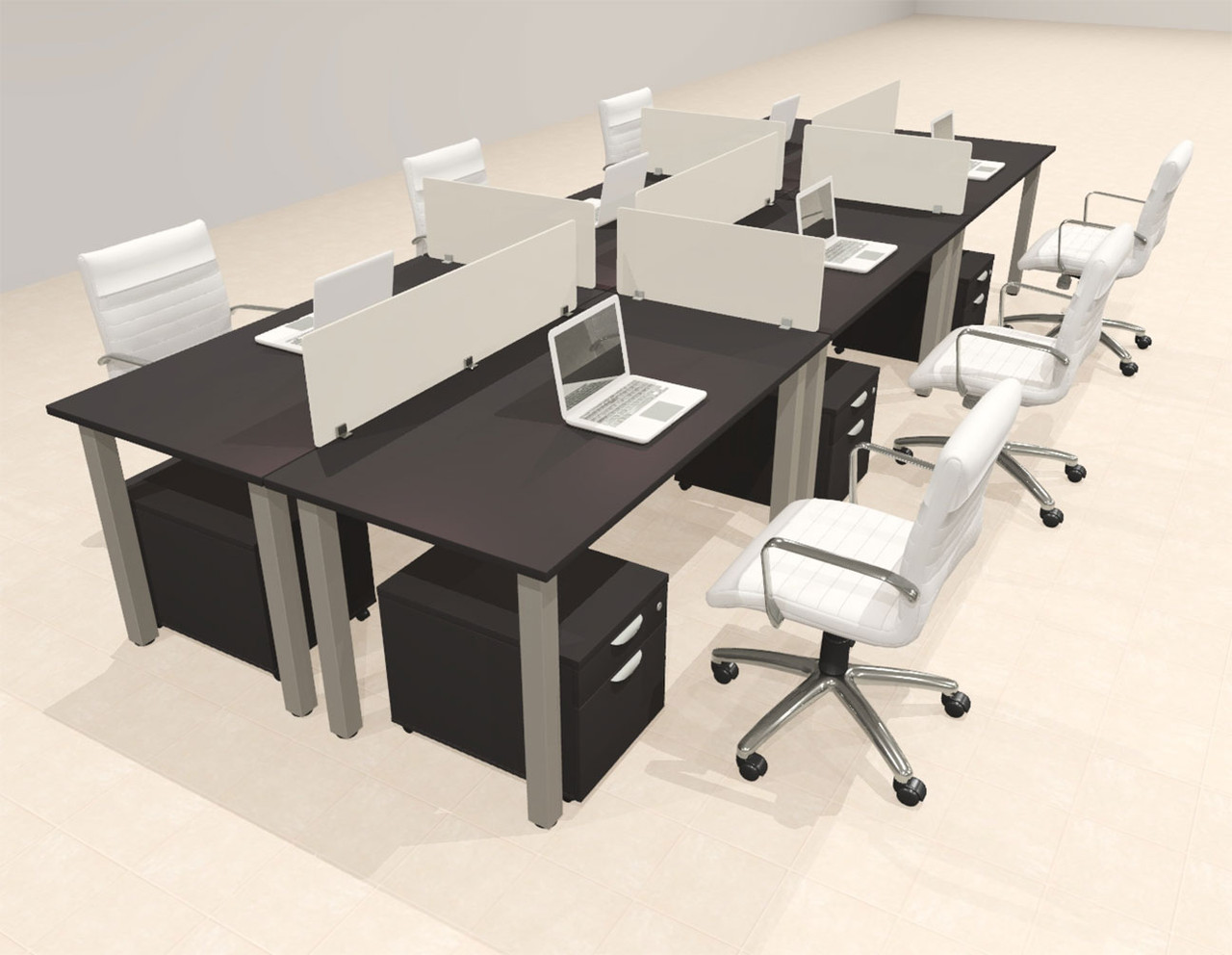 6 Person Modern  Metal Leg Office Workstation Desk Set, #OT-SUL-FPM79