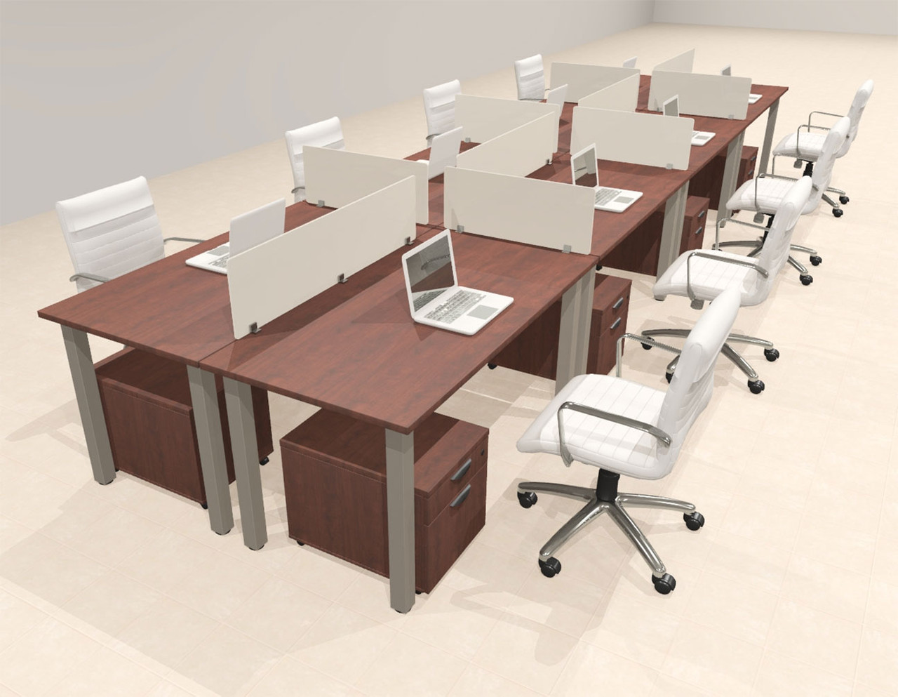 8 Person Modern  Metal Leg Office Workstation Desk Set, #OT-SUL-FPM82