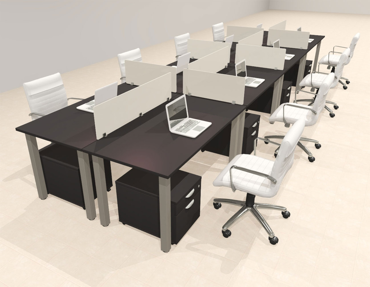 8 Person Modern  Metal Leg Office Workstation Desk Set, #OT-SUL-FPM84