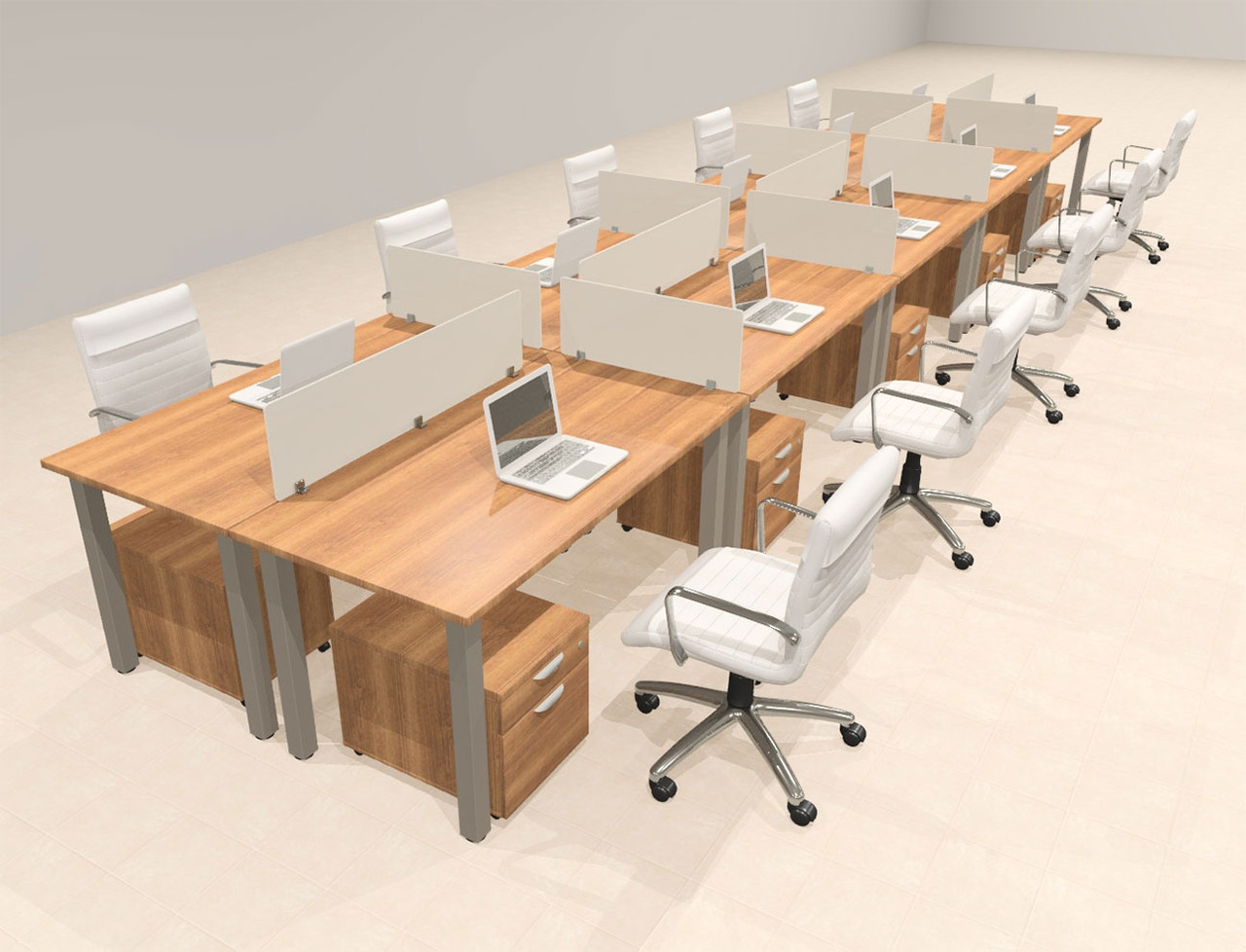 10 Person Modern  Metal Leg Office Workstation Desk Set, #OT-SUL-FPM86