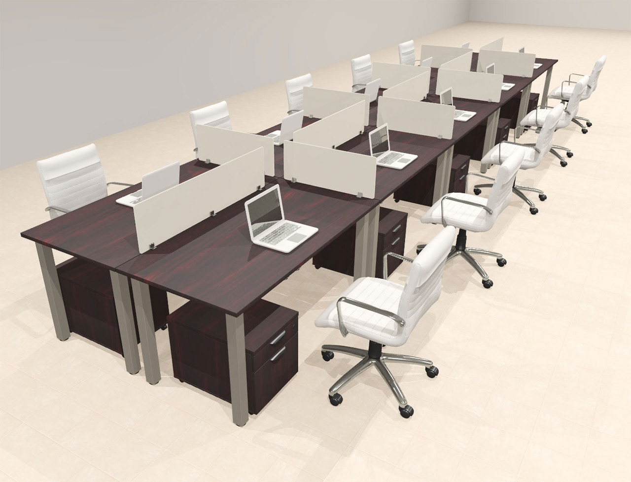 10 Person Modern  Metal Leg Office Workstation Desk Set, #OT-SUL-FPM88