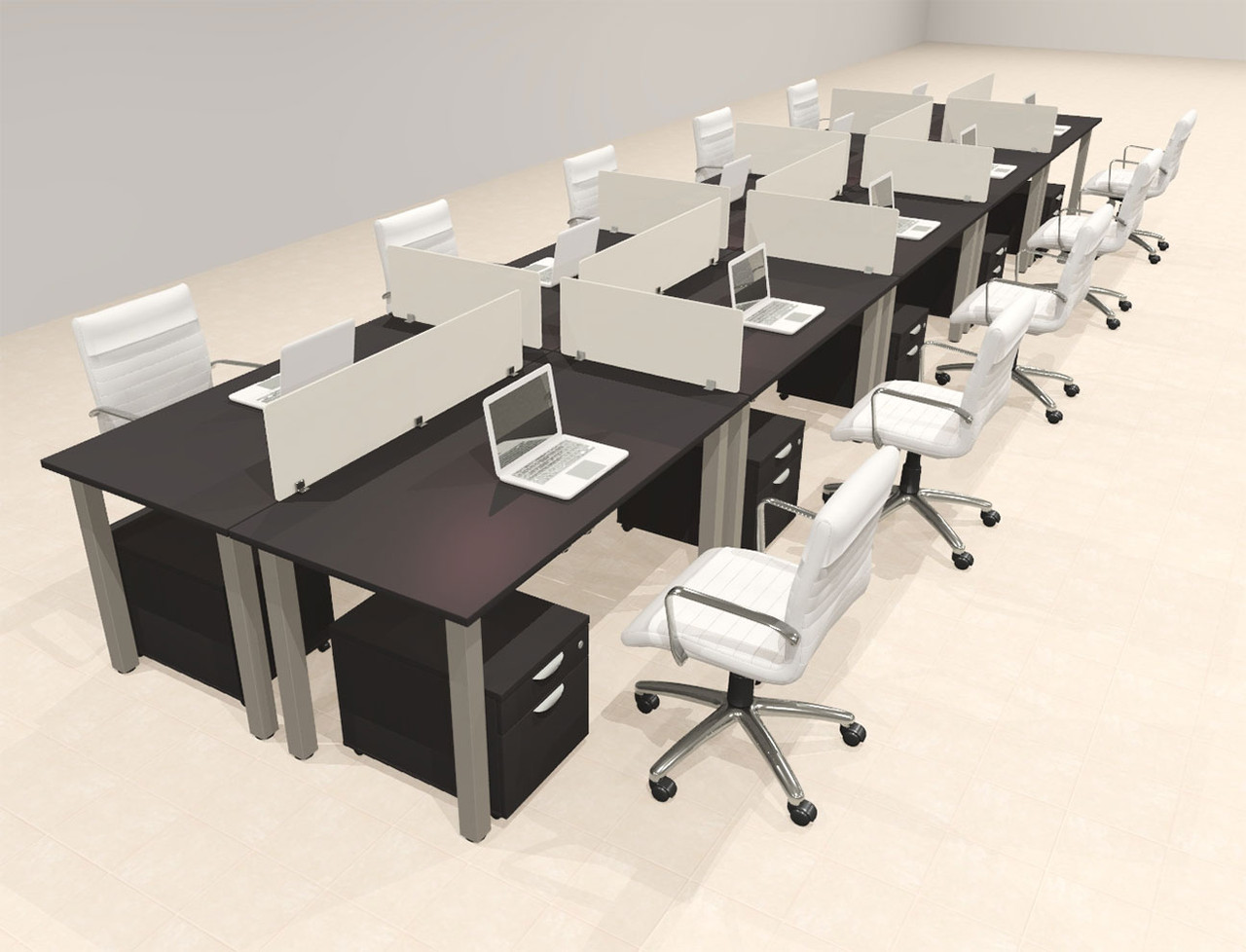 10 Person Modern  Metal Leg Office Workstation Desk Set, #OT-SUL-FPM89