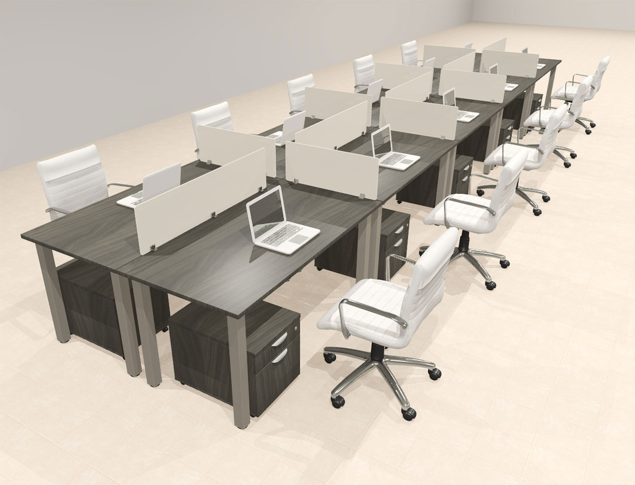 10 Person Modern  Metal Leg Office Workstation Desk Set, #OT-SUL-FPM90