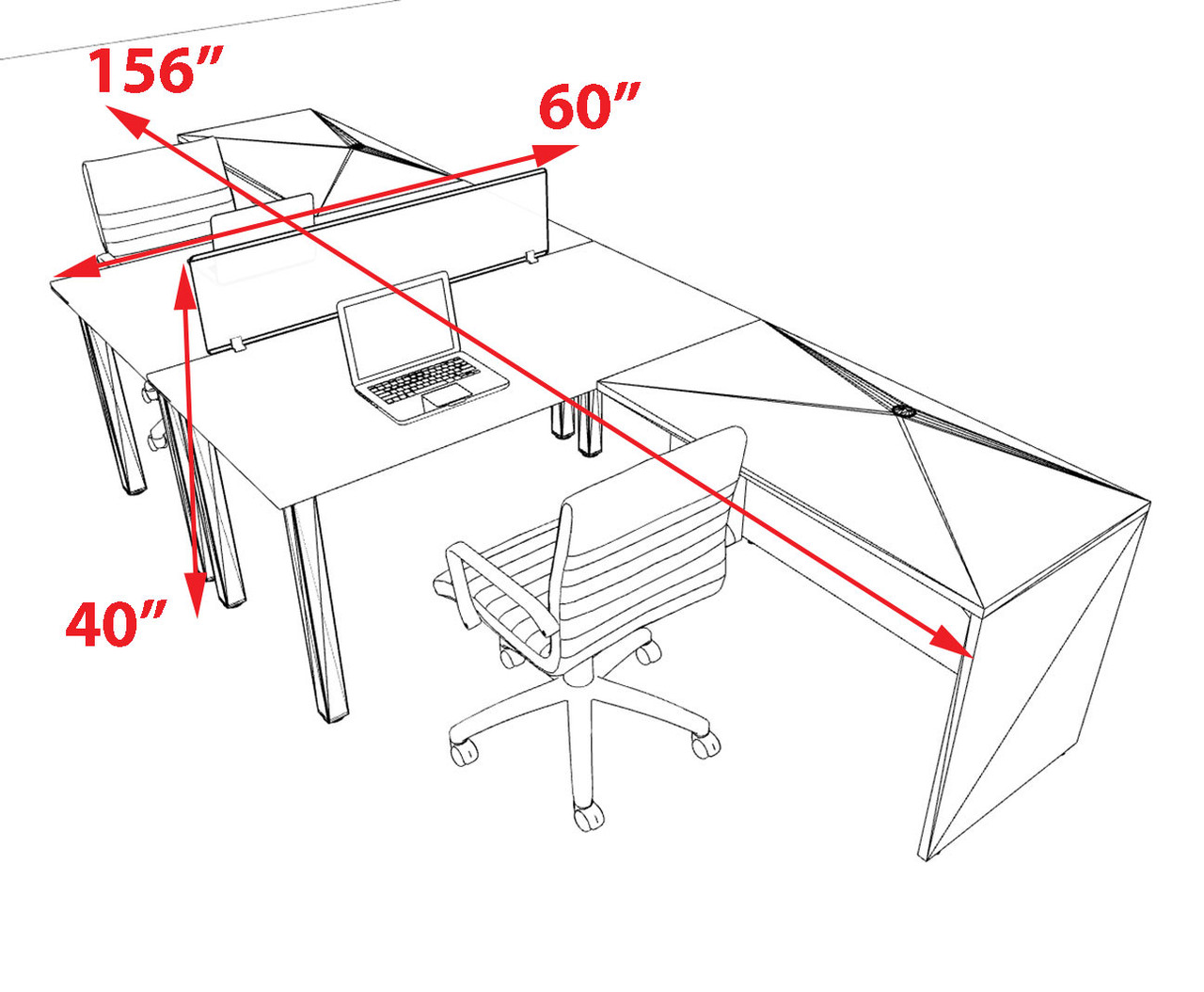 2 Person Modern  Metal Leg Office Workstation Desk Set, #OT-SUL-FPM92