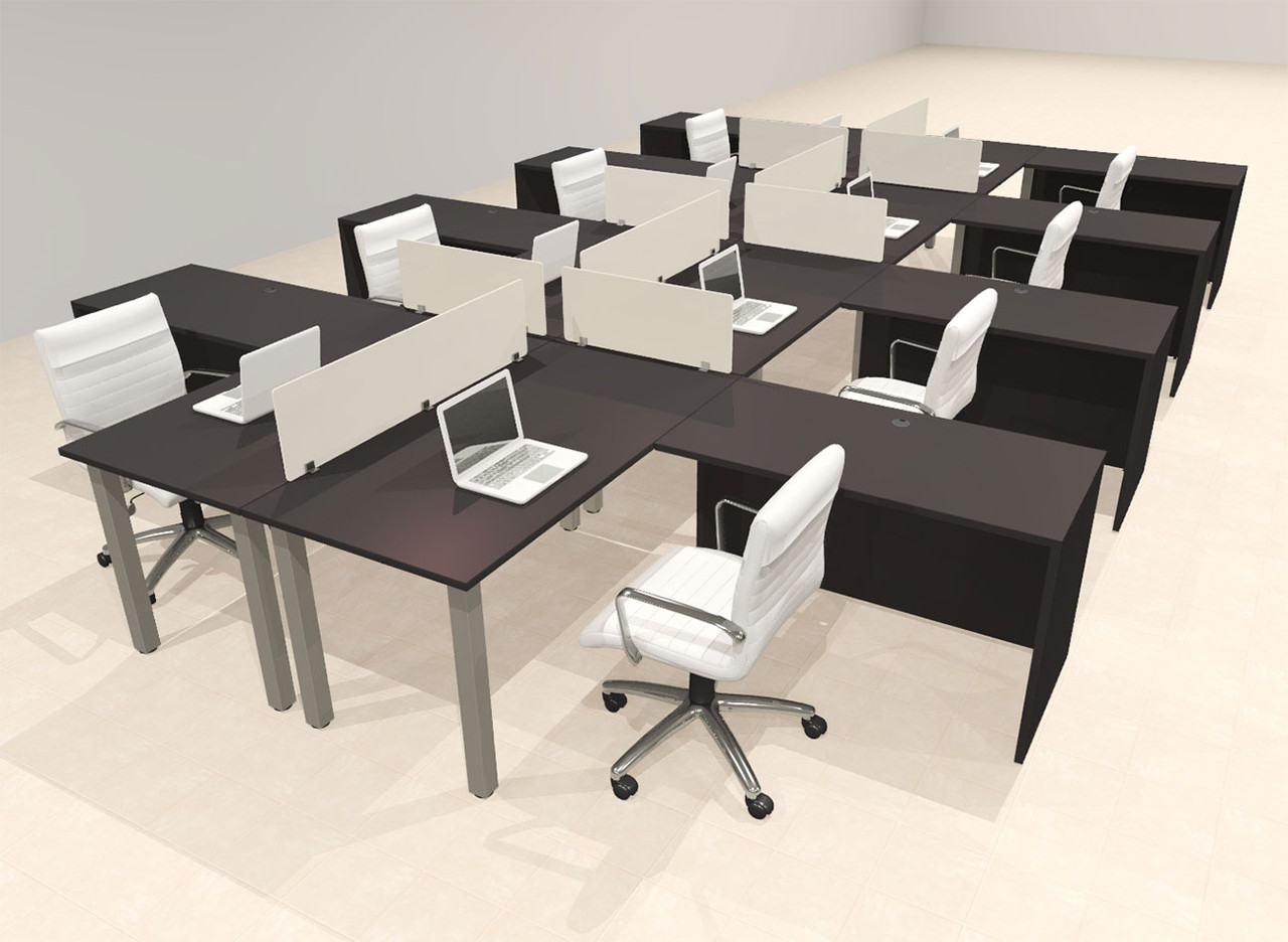 8 Person Modern  Metal Leg Office Workstation Desk Set, #OT-SUL-FPM109