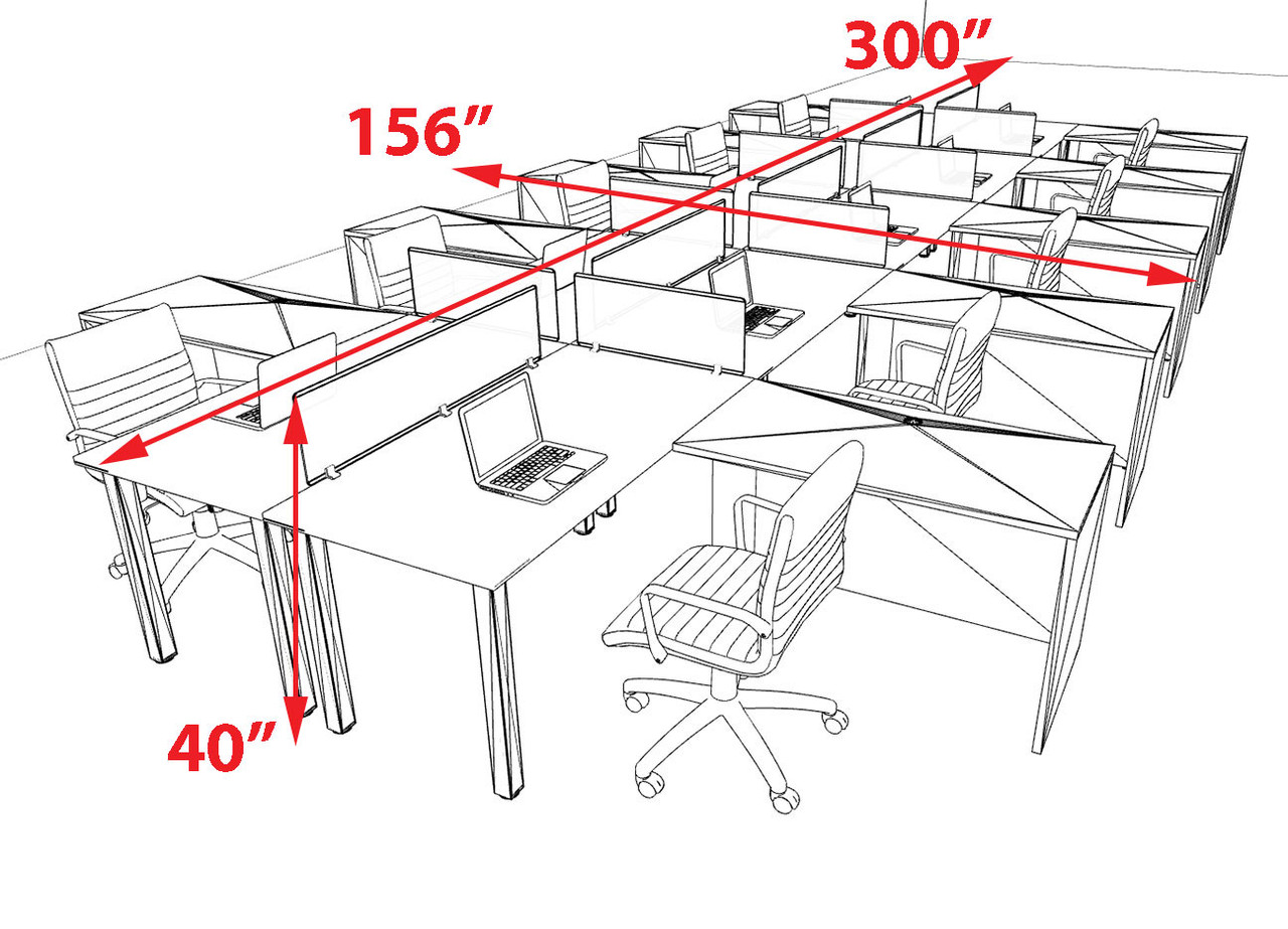 10 Person Modern  Metal Leg Office Workstation Desk Set, #OT-SUL-FPM115