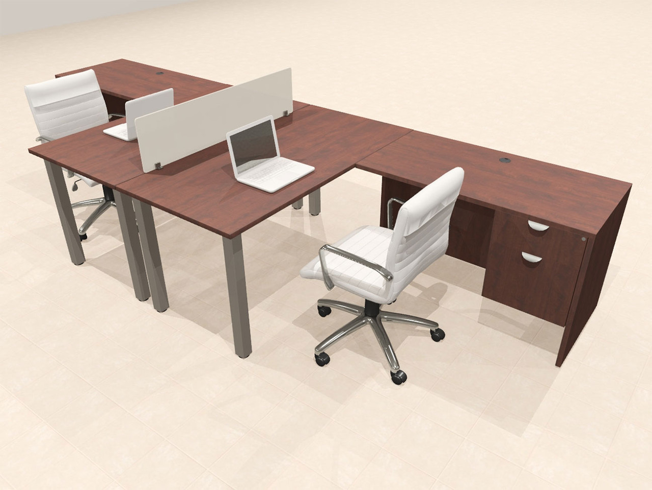 2 Person Modern  Metal Leg Office Workstation Desk Set, #OT-SUL-FPM117