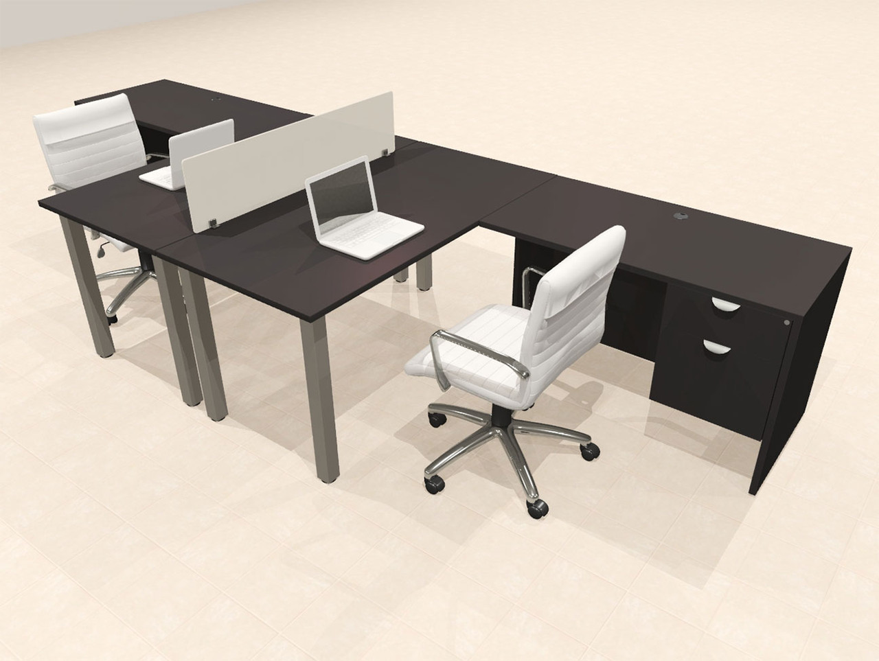 2 Person Modern  Metal Leg Office Workstation Desk Set, #OT-SUL-FPM119