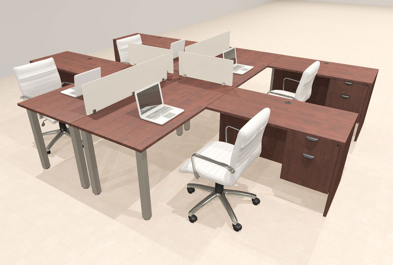 4 Person Modern  Metal Leg Office Workstation Desk Set, #OT-SUL-FPM122