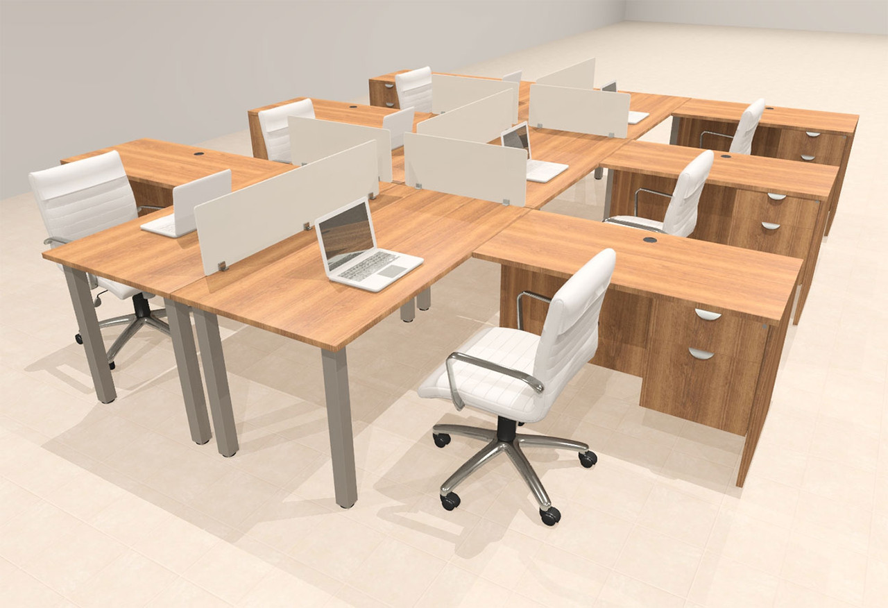 6 Person Modern  Metal Leg Office Workstation Desk Set, #OT-SUL-FPM126