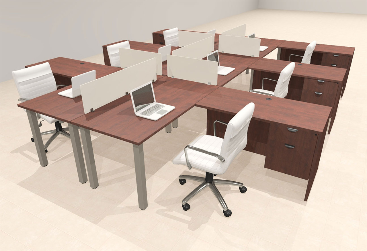 6 Person Modern  Metal Leg Office Workstation Desk Set, #OT-SUL-FPM127