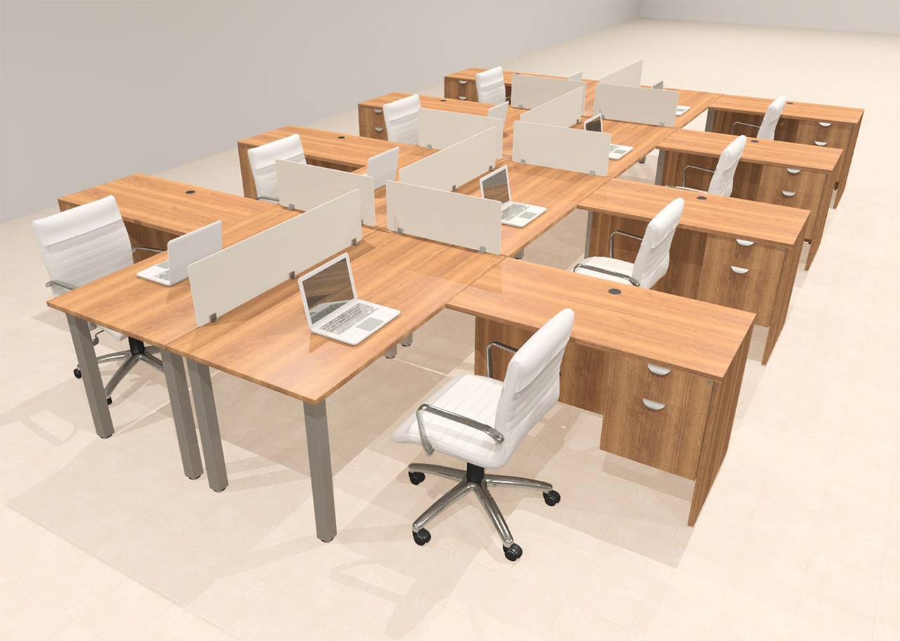 8 Person Modern  Metal Leg Office Workstation Desk Set, #OT-SUL-FPM131