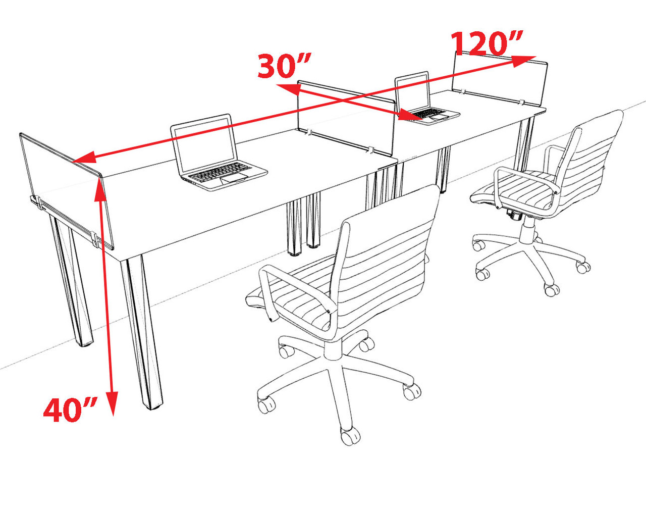 2 Person Modern  Metal Leg Office Workstation Desk Set, #OT-SUL-SPM3