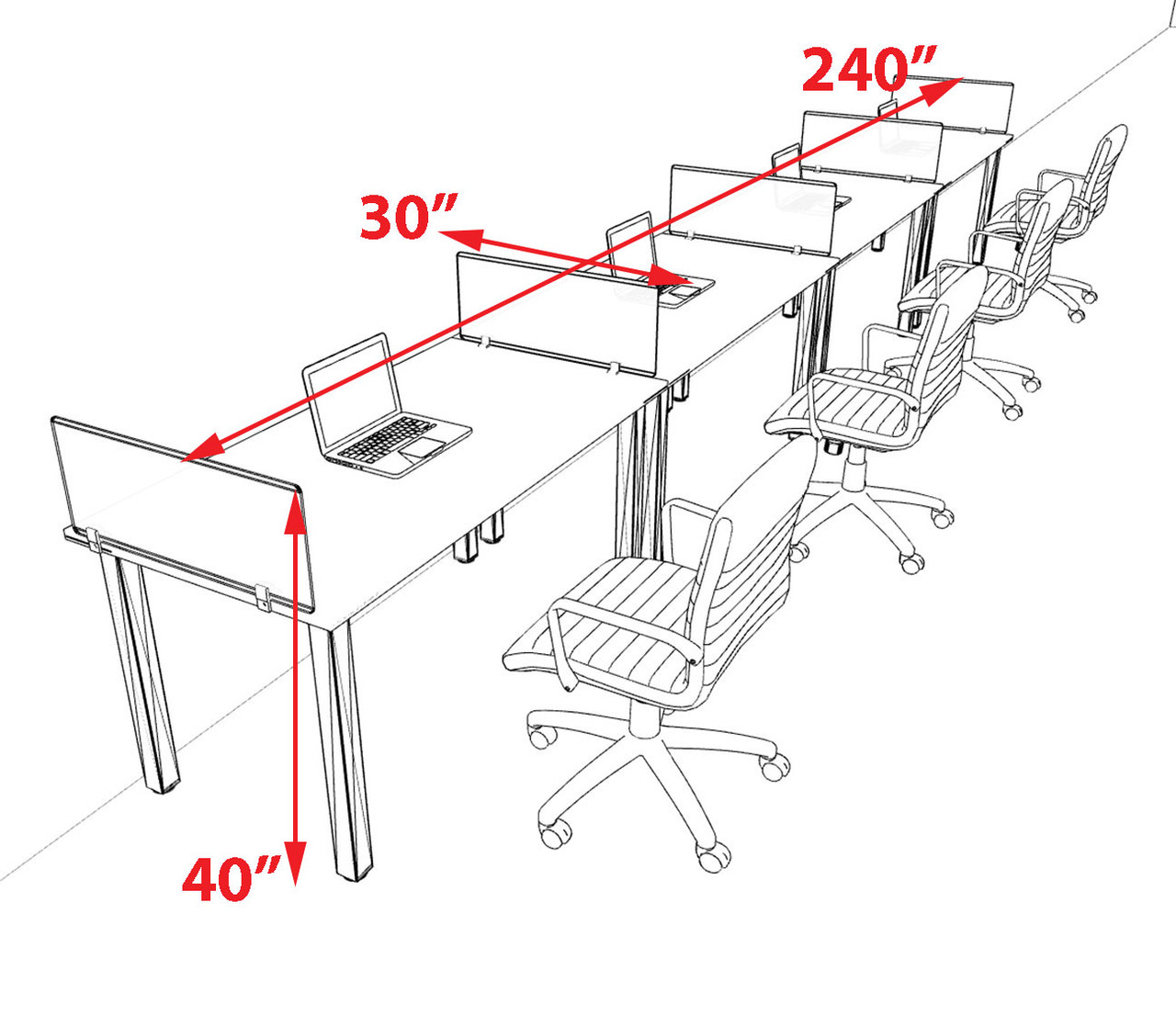 4 Person Modern  Metal Leg Office Workstation Desk Set, #OT-SUL-SPM12