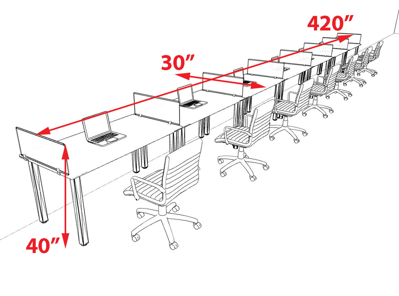 7 Person Modern  Metal Leg Office Workstation Desk Set, #OT-SUL-SPM26