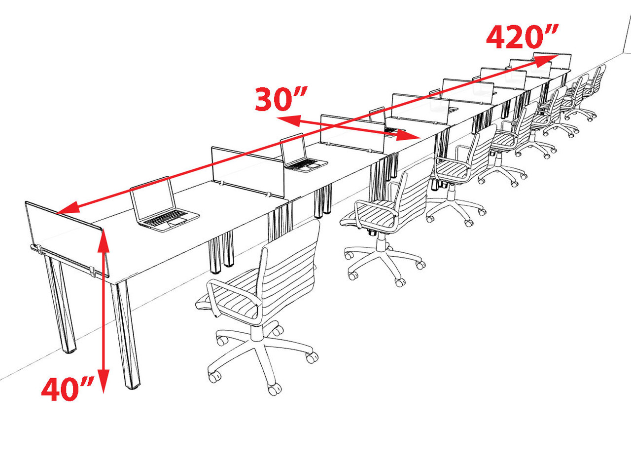 7 Person Modern  Metal Leg Office Workstation Desk Set, #OT-SUL-SPM29