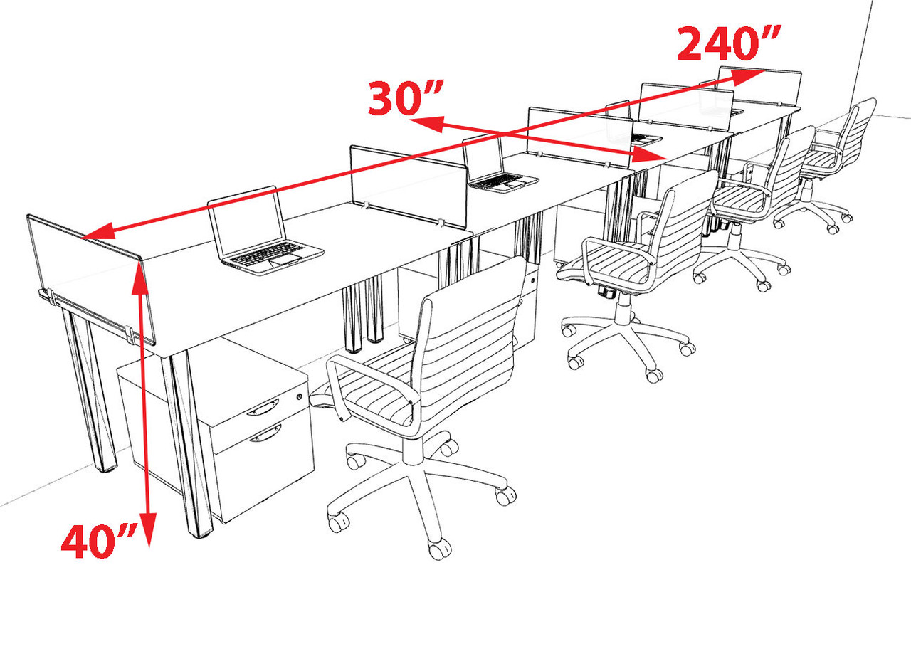 4 Person Modern  Metal Leg Office Workstation Desk Set, #OT-SUL-SPM37