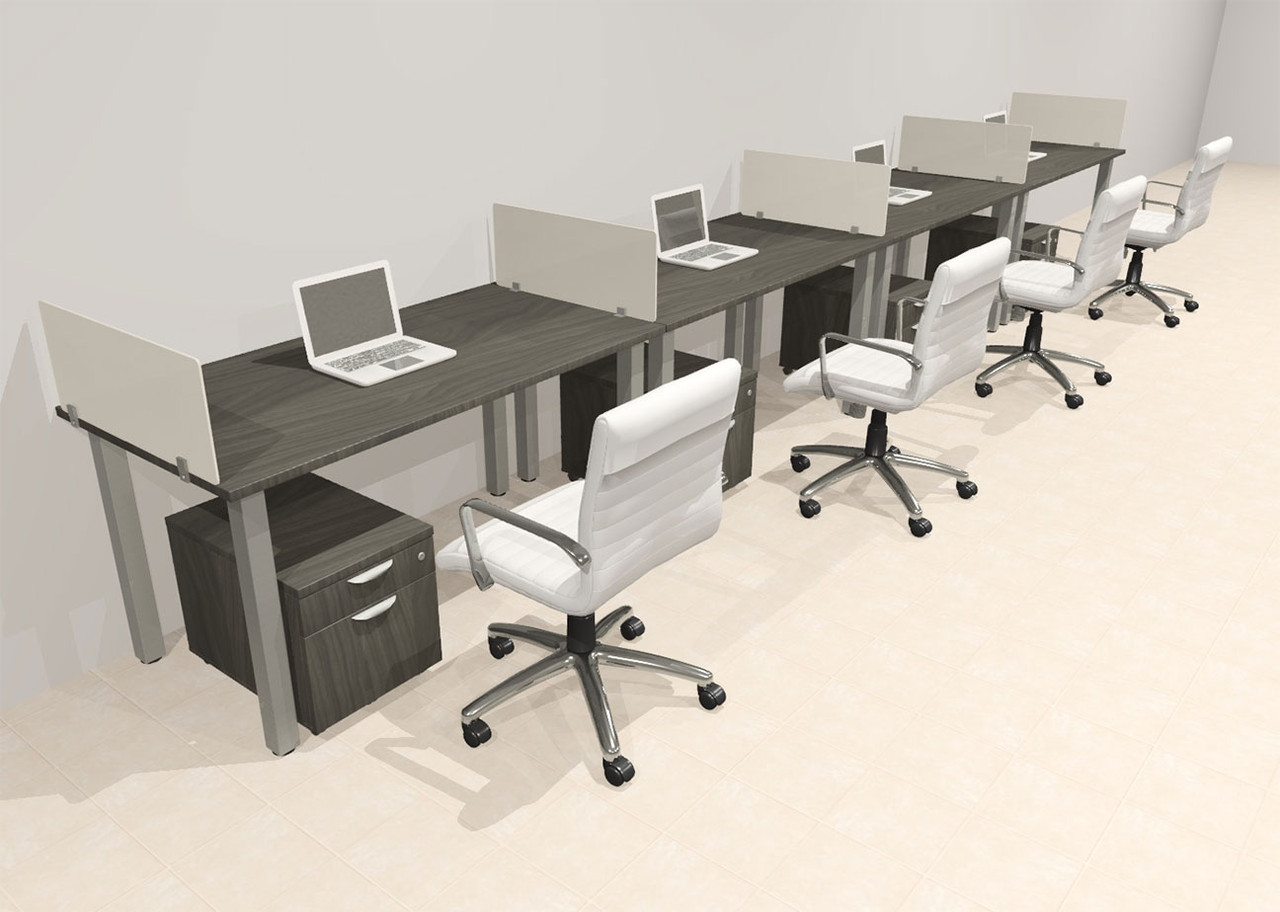 4 Person Modern  Metal Leg Office Workstation Desk Set, #OT-SUL-SPM40