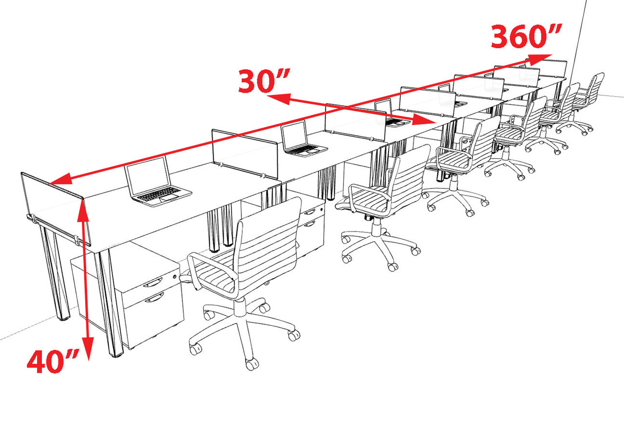 6 Person Modern  Metal Leg Office Workstation Desk Set, #OT-SUL-SPM49